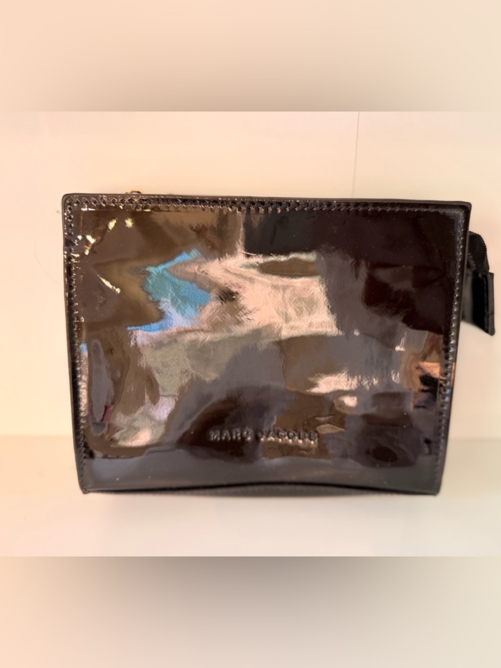 Marc Jacobs Glossy Black Patent Leather Zip Wallet